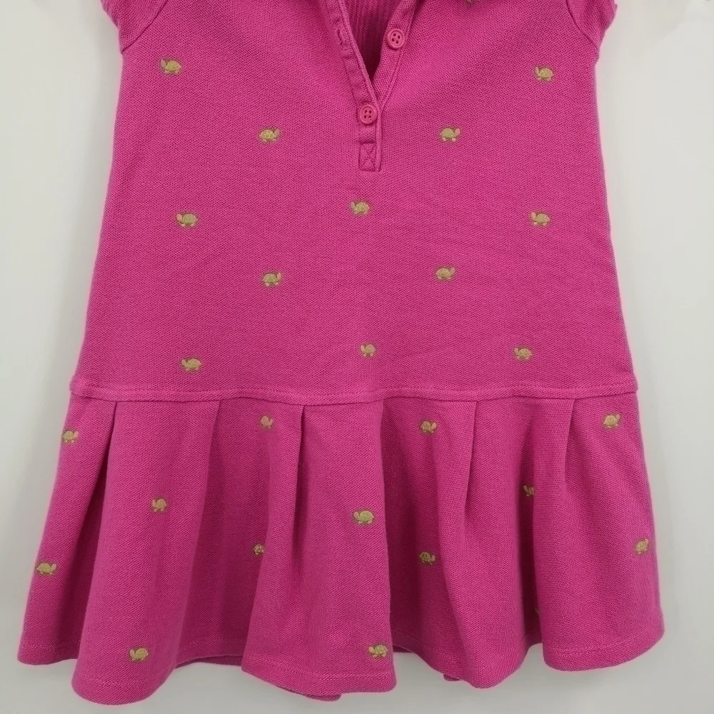 Gymboree Girl's 4T Short Sleeve Cute Pink Knit Dress with Green Turtle Pattern